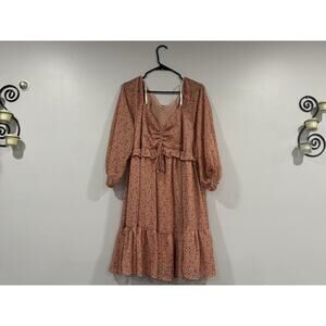 Arula Floral Short Red Orange Dress Sz 1X A